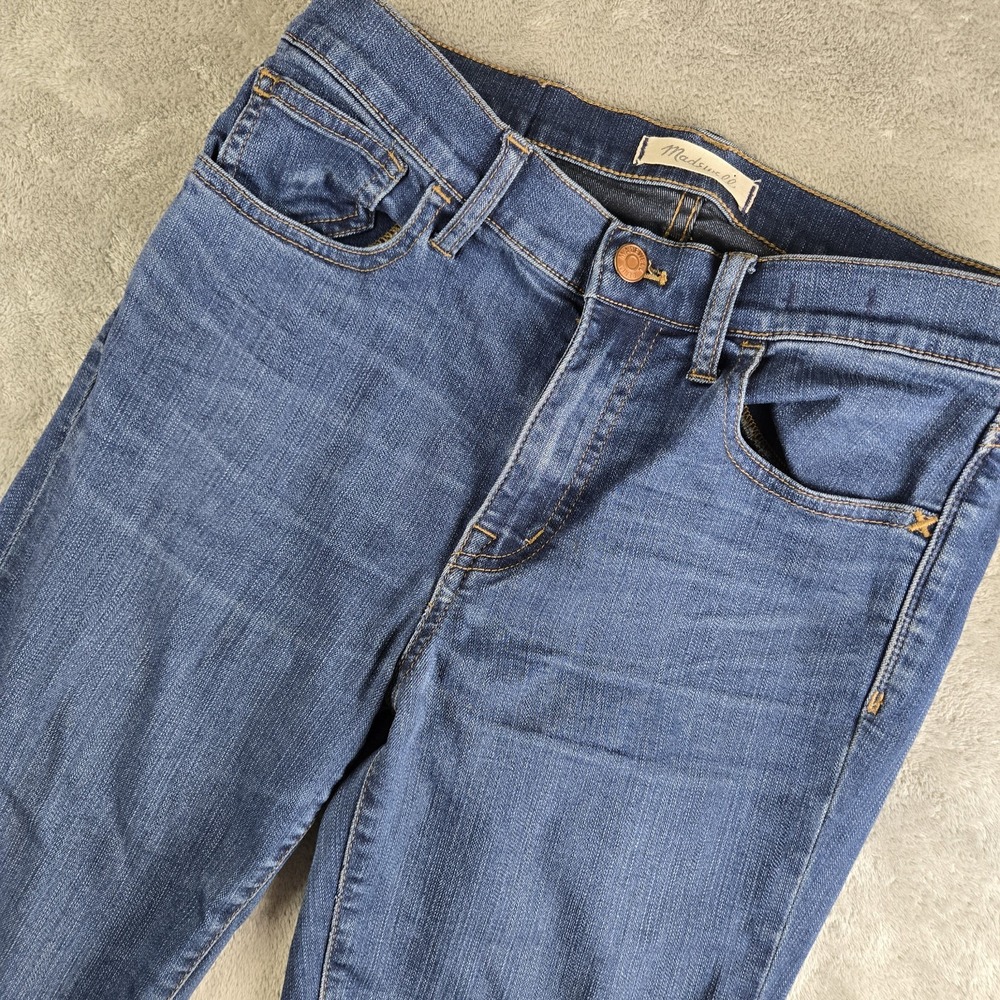 Madewell Roadtripper Jeans Womens 28 Blue Denim Raw Hem Skinny Leg Stretchy‎